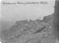 Monte Santo - Zerschossene Stellung beim Kloster 29. 5. 1917